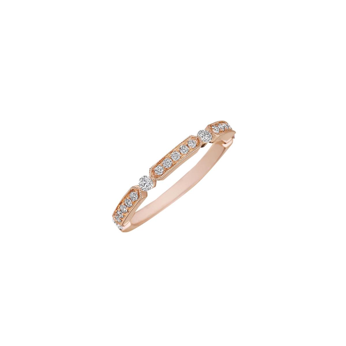 Henri Daussi 18k Rose Gold Half Diamond Wedding Band