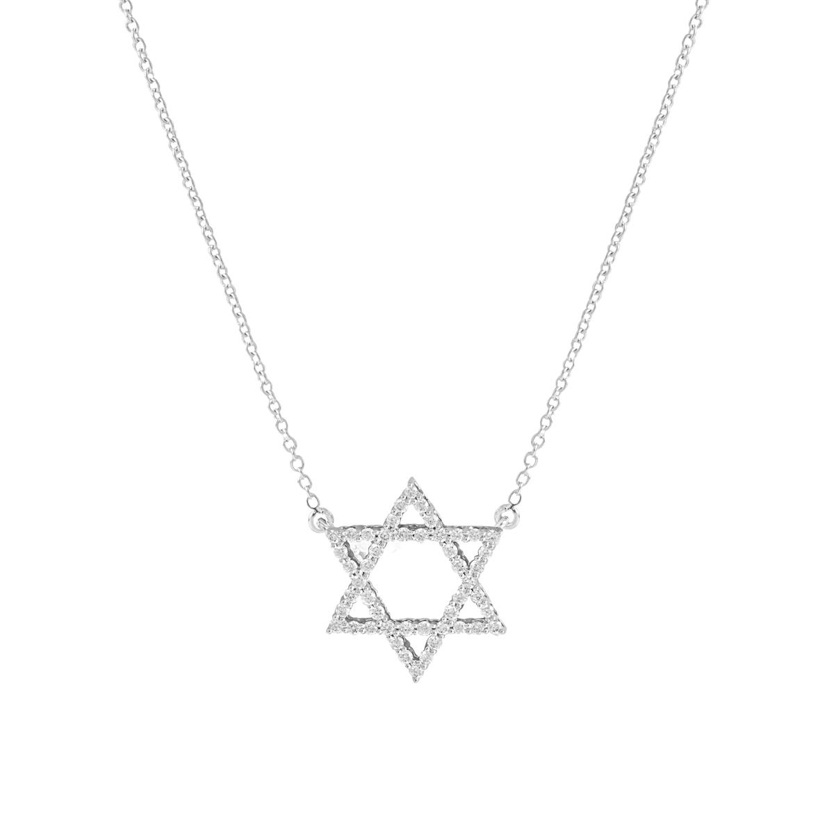 London Collection 14k Star of David Diamond Pendant Necklace