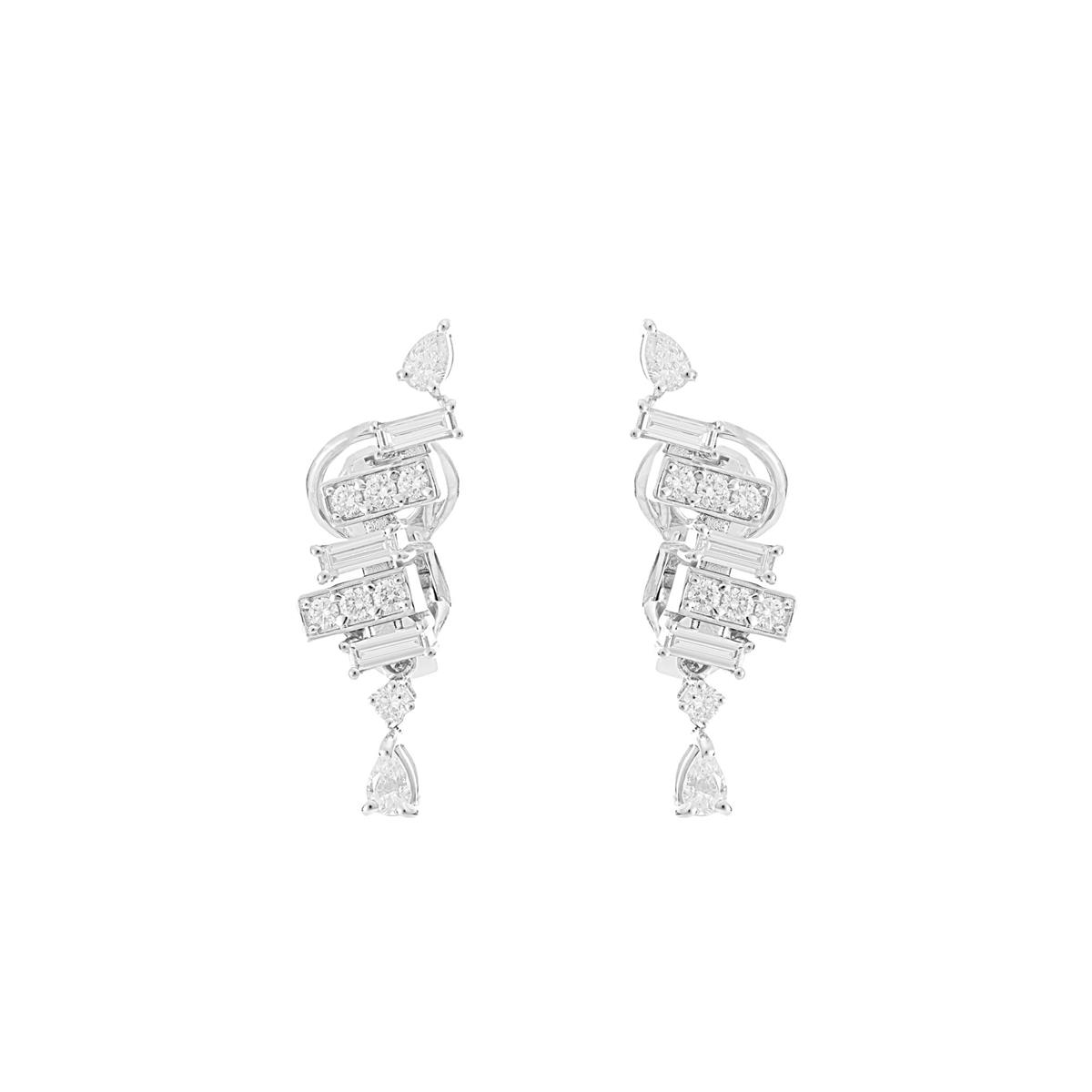 Yeprem 18k White Gold Diamond Drop Earrings