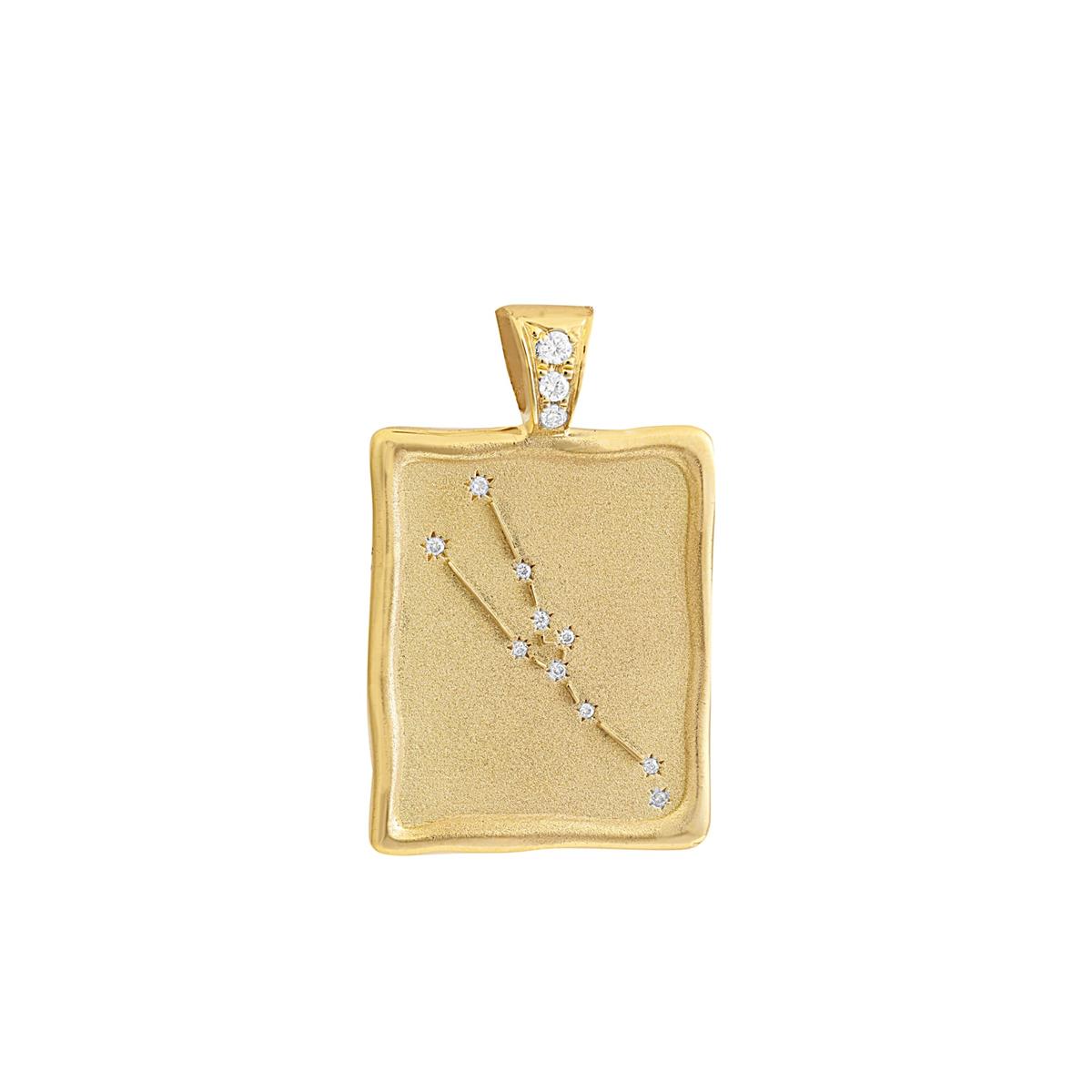 The Crown Collection 18k Yellow Gold Diamond Taurus Constellation Zodiac Charm Pendant