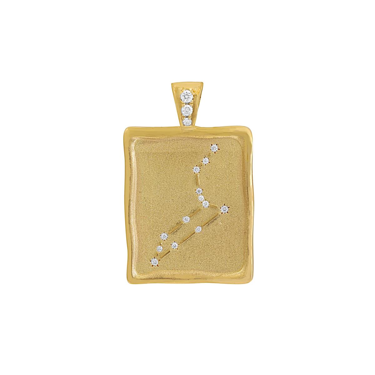The Crown Collection 18k Yellow Gold Diamond Leo Constellation Zodiac Charm Pendant