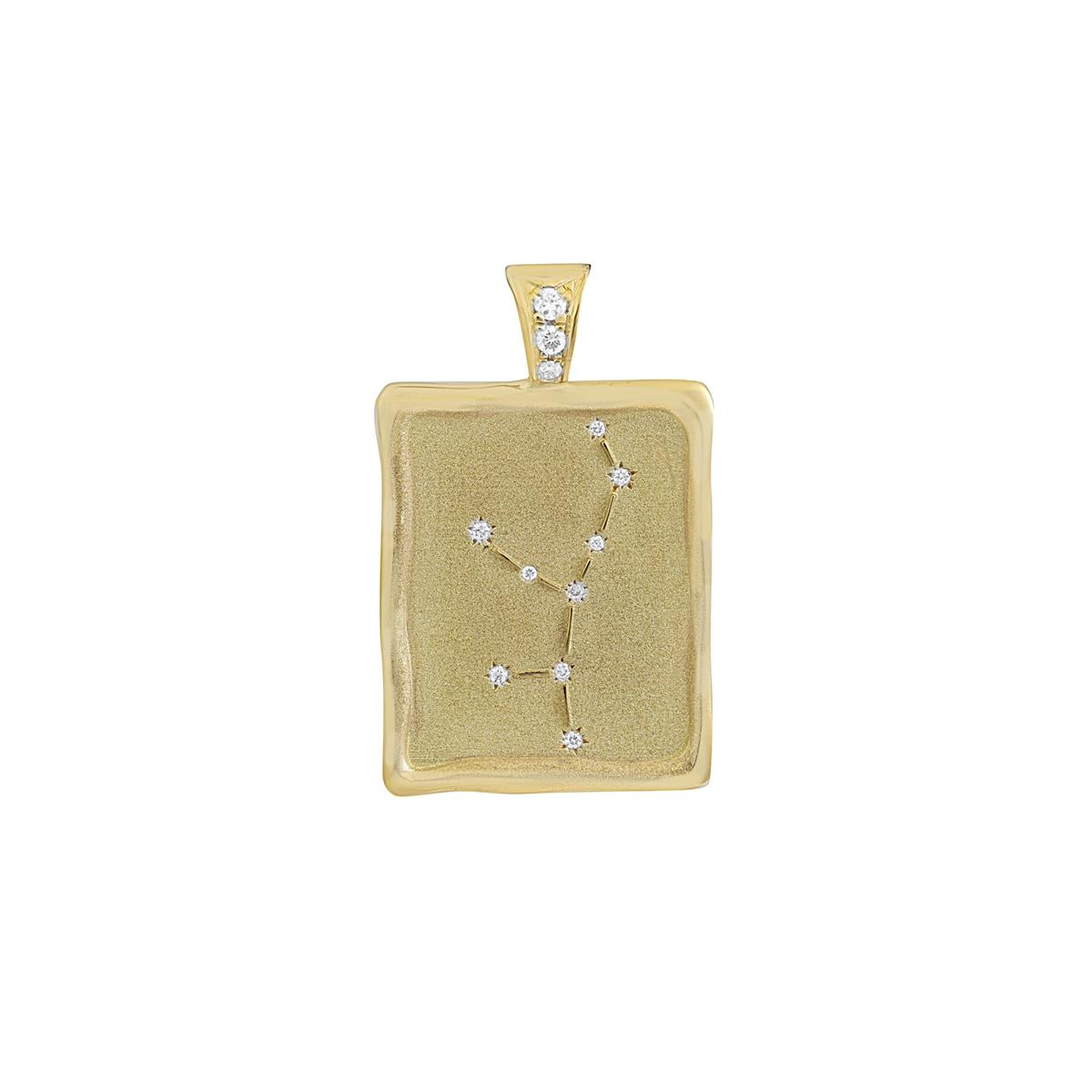 The Crown Collection 18k Yellow Gold Diamond Virgo Constellation Zodiac Charm Pendant