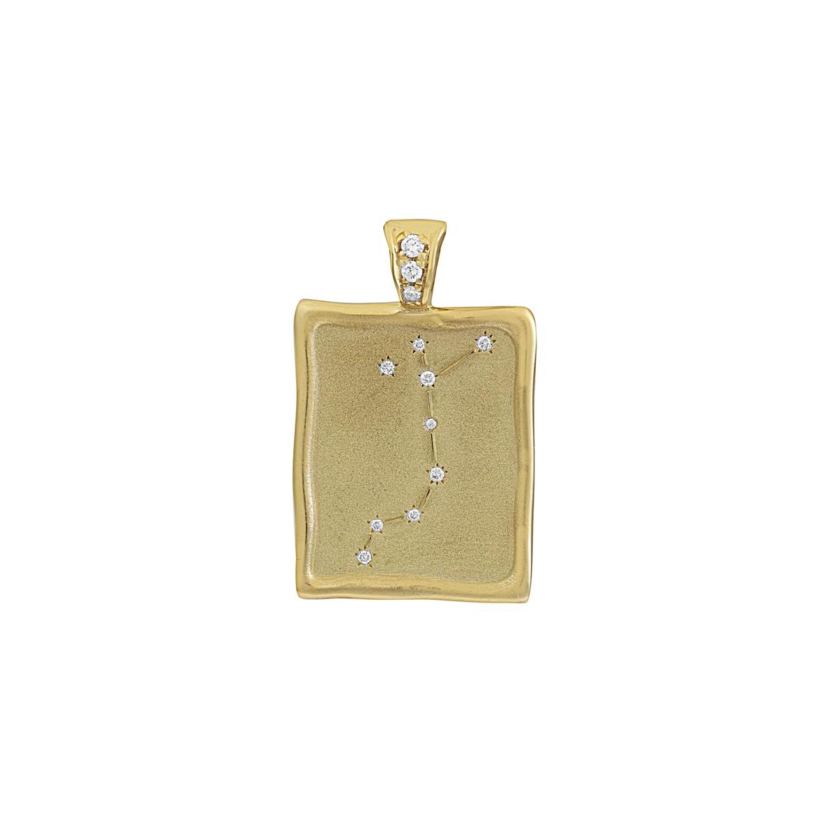The Crown Collection 18k Yellow Gold Diamond Aquarius Constellation Zodiac Charm Pendant