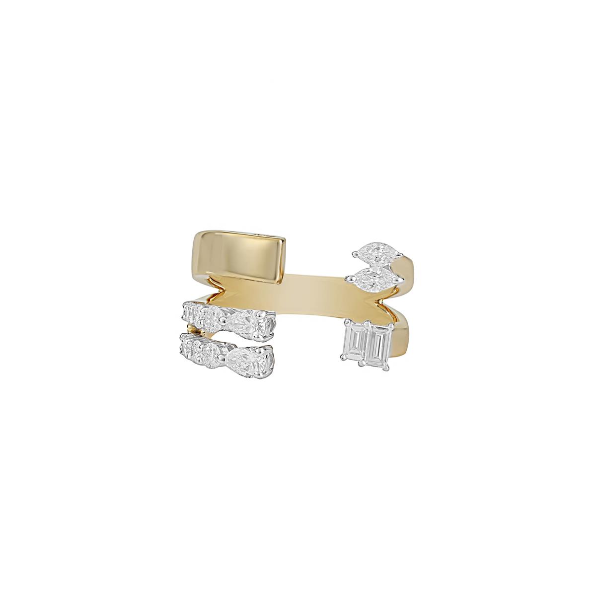 Yeprem 18k Yellow Gold Multi Shaped Diamond Wrap Ring