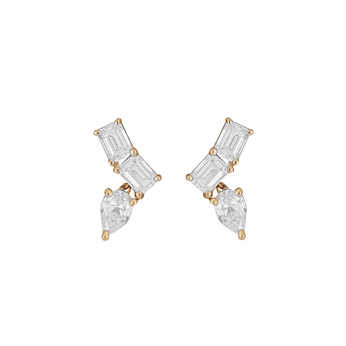London Collection 14k Yellow Gold Diamond Cluster Stud Earrings