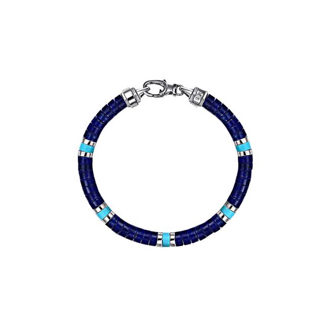 Gabriel & Co Contemporary Sterling Silver Lapis And Turquoise Beaded Bracelet