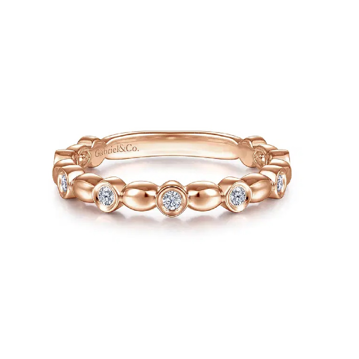 Gabriel & Co Bridal 14k Rose Gold Round Diamond Stacking Band