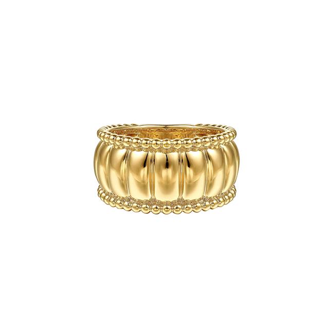 Gabriel & Co Bridal 14k Yellow Gold Bujukan Wide Scallop Band
