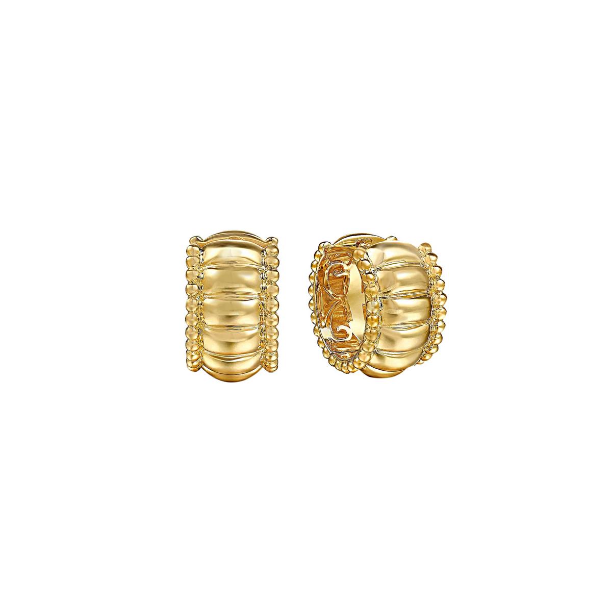 Gabriel & Co Bujukan Yellow Gold Scallop Huggie Earrings