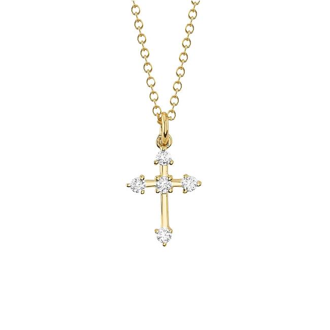London Collection 14k Yellow Gold Diamond Cross Necklace