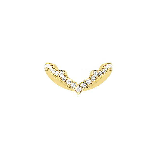 TWO By London 14k Yellow Gold Diamond V Shaped Band