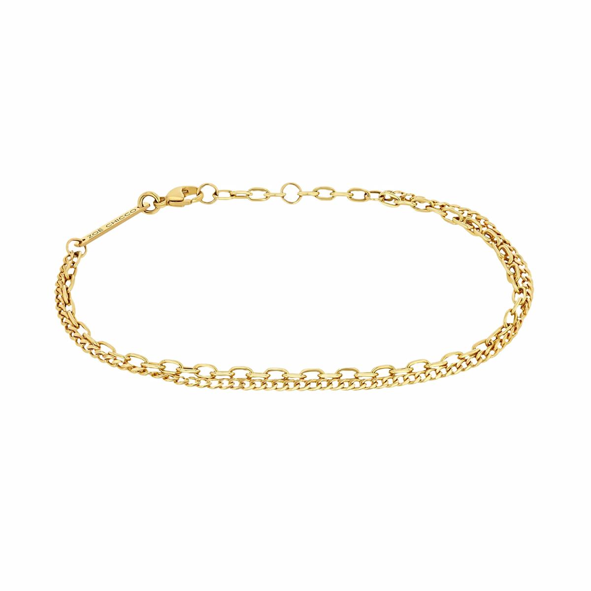 Zoe Chicco 14k Yellow Gold Double Curb Link Chain Bracelet