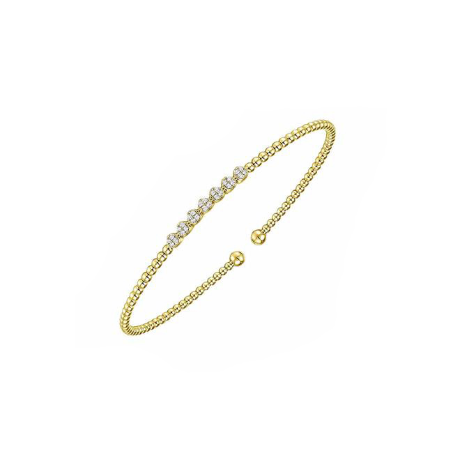 Gabriel & Co Bujukan 14k Yellow Gold Cluster Diamond Bead Cuff Bracelet