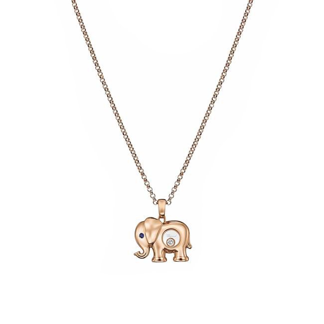 Chopard Happy Diamonds Elephant 18k Rose Gold Necklace