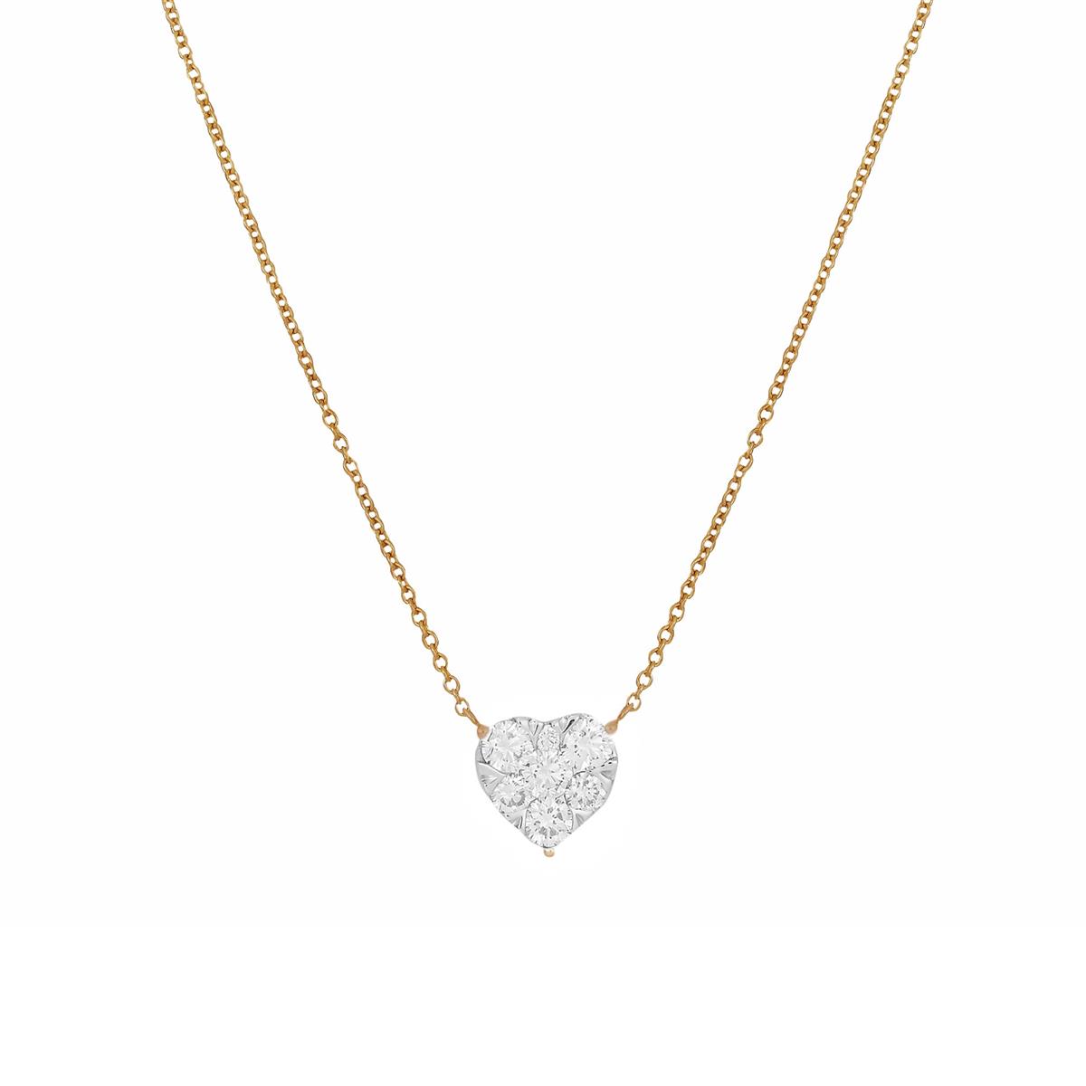 London Collection Two Tone Diamond Cluster Heart Necklace 0.50cts