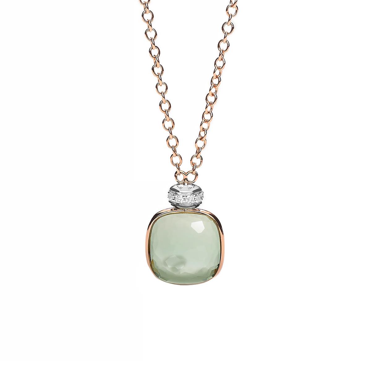 Pomellato Nudo Two Tone Prasiolite & Diamond Classic Pendant Necklace