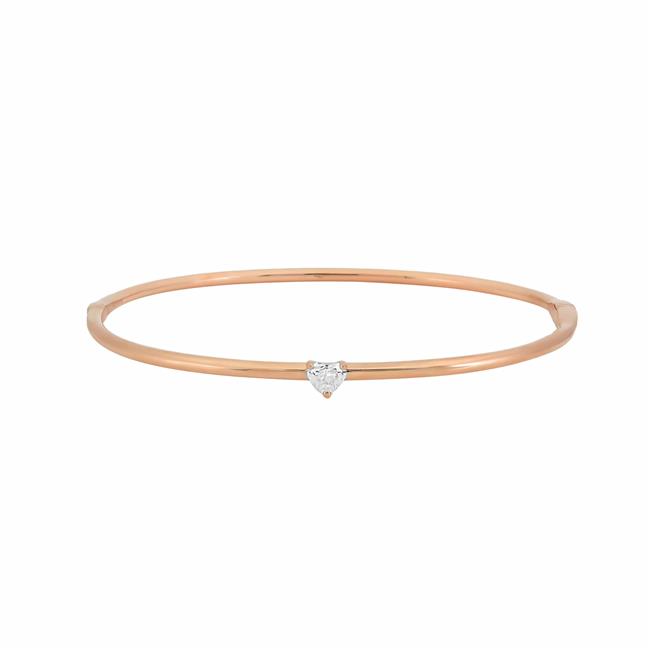 London Collection 18k Gold Heart Shaped Diamond Bangle Bracelet