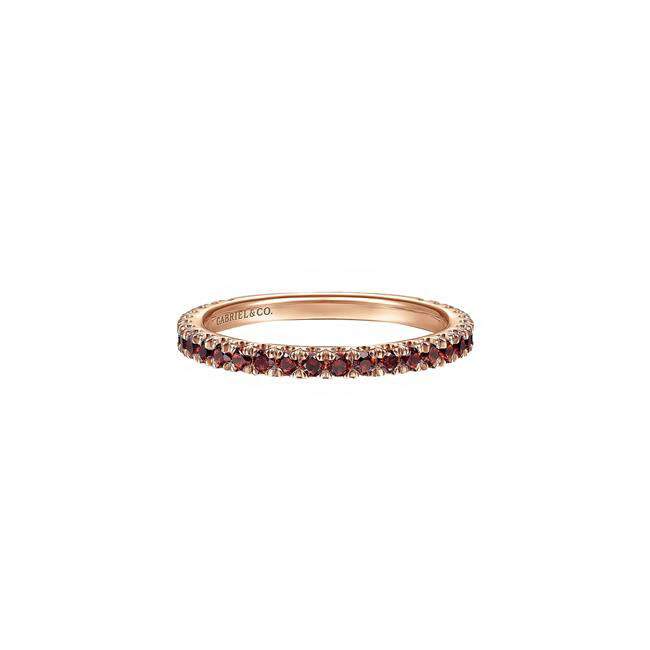Gabriel & Co Bridal 14k Rose Gold Garnet Ring