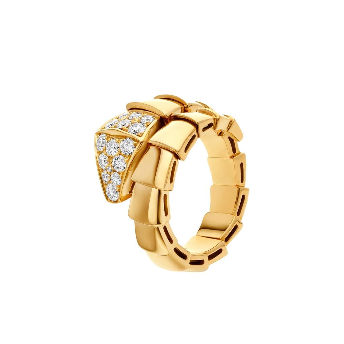 Bvlgari Serpenti Viper 18k Yellow Gold Pave Diamond Ring