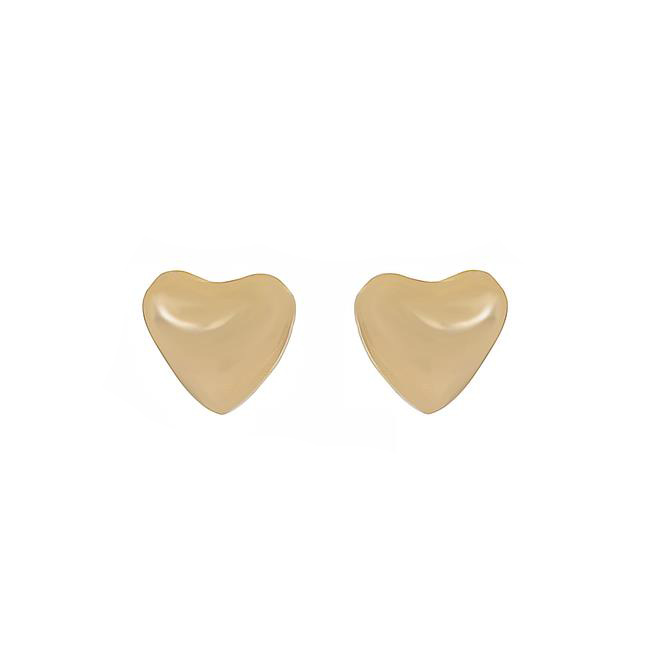 London Collection 14k Yellow Gold Puffed Heart Stud Post Earrings