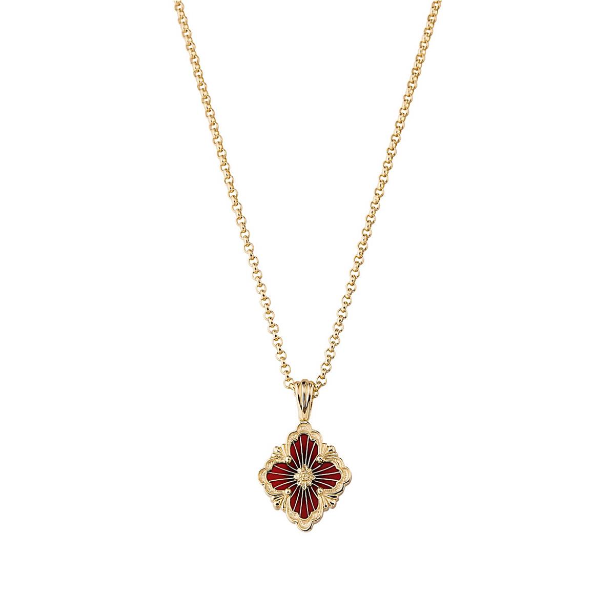 Buccellati Opera Tulle 18k Yellow Gold Enamel Medium Motif Pendant Necklace