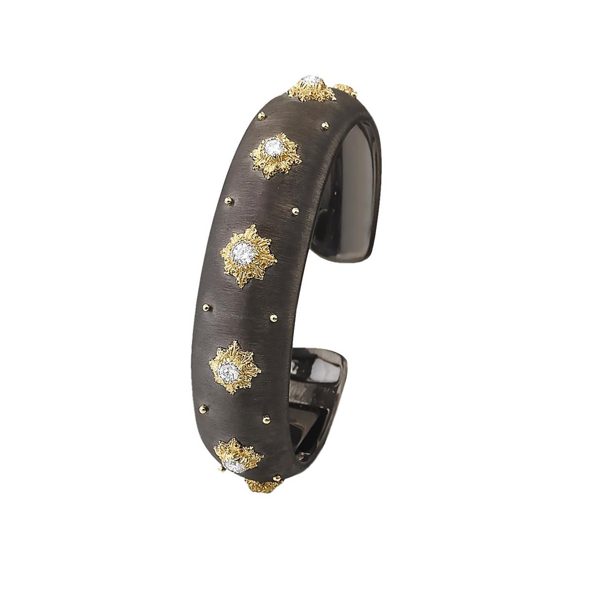 Buccellati Macri Two Tone Diamond Cuff Bracelet