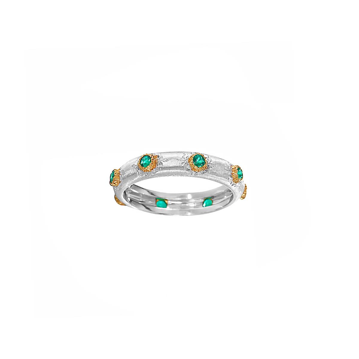 Buccellati Macri Positano Two Tone Emerald Band Ring