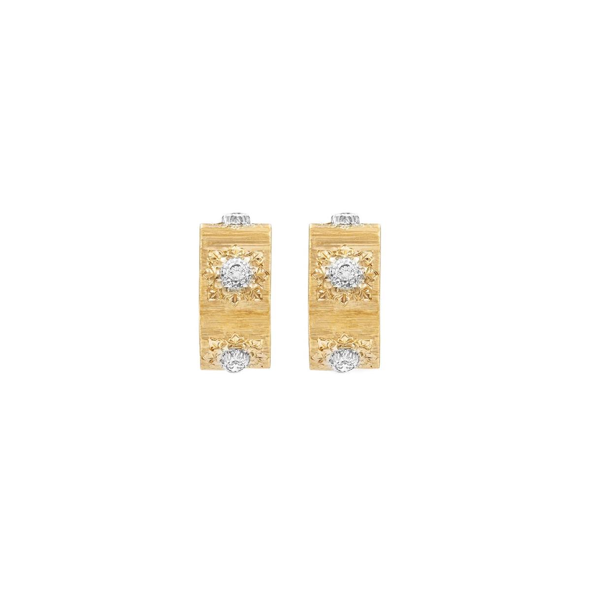 Buccellati Macri Classica Two Tone Diamond Huggie Earrings