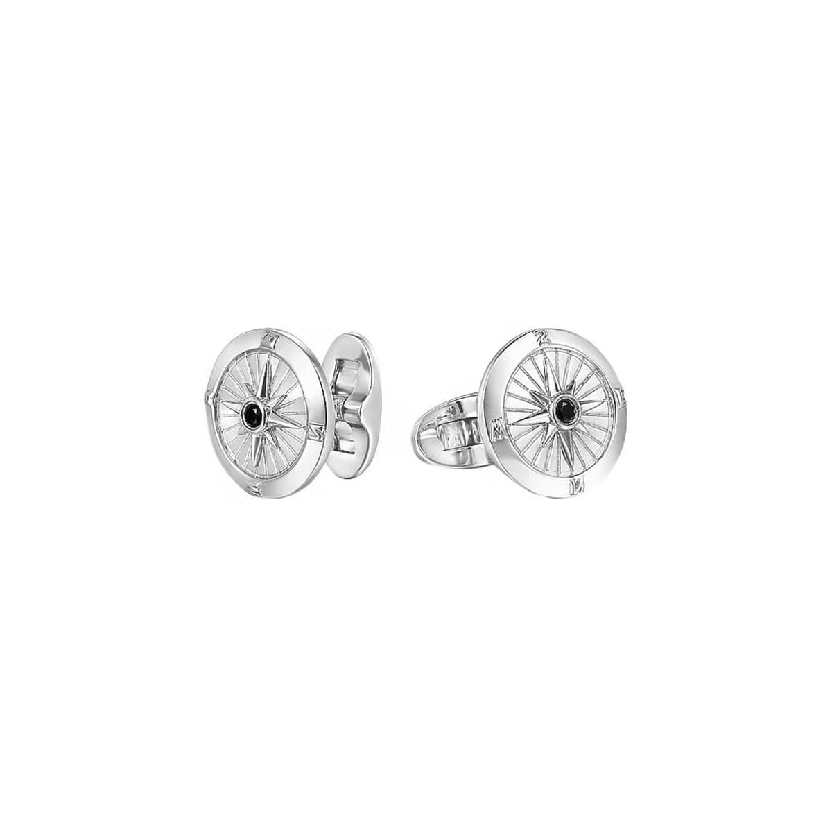 Gabriel & Co Sterling Silver & Black Spinel Compass Cufflinks