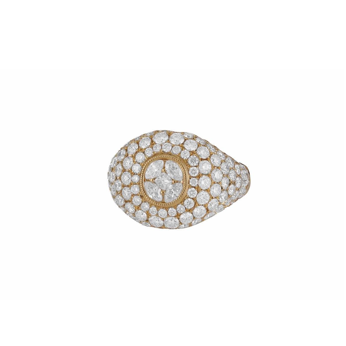 London Collection 18k Yellow Gold Diamond Dome Cocktail Ring