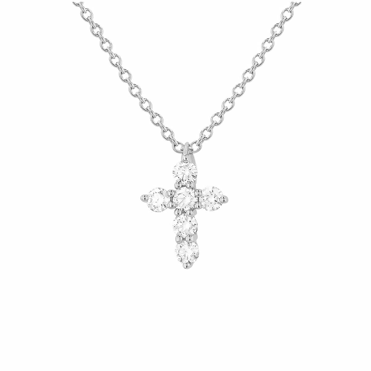 London Collection 14k Gold Diamond Cross Pendant Necklace 0.15cts