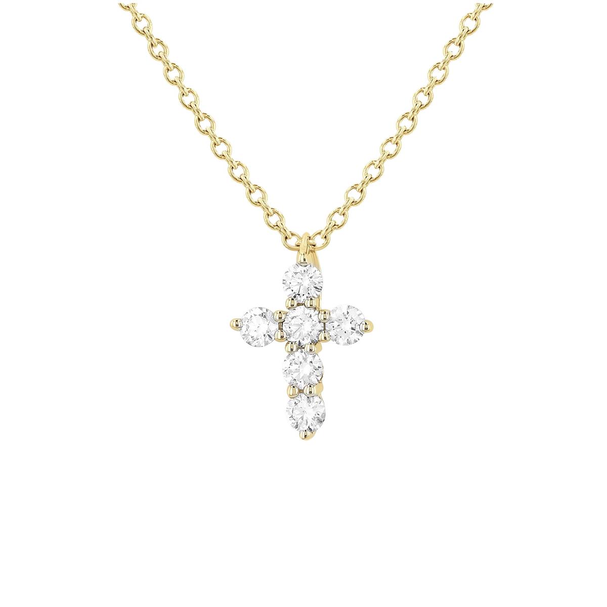 London Collection 14k Gold Diamond Cross Pendant Necklace 0.15cts
