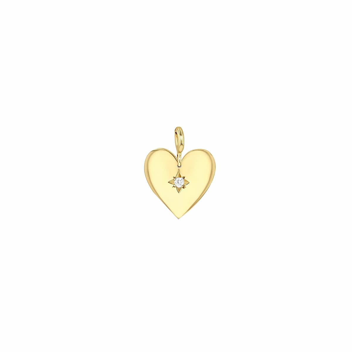 Zoe Chicco 14k Yellow Gold Diamond Aura Small Domed Heart Charm