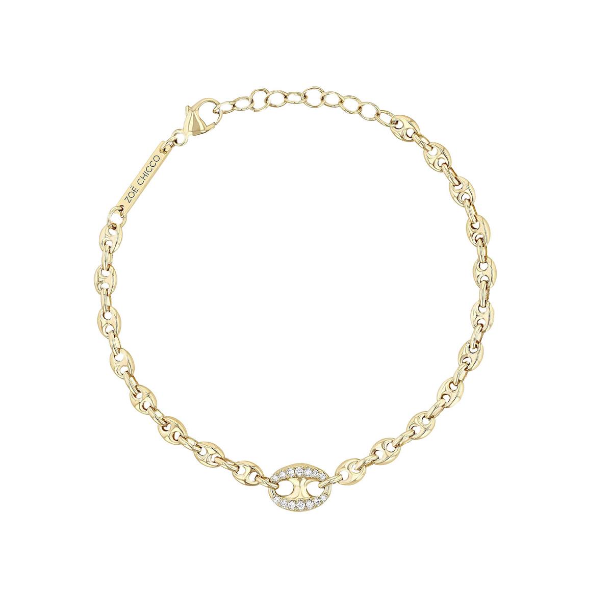 Zoe Chicco 14k Yellow Gold Diamond Mix Mariner Link Bracelet