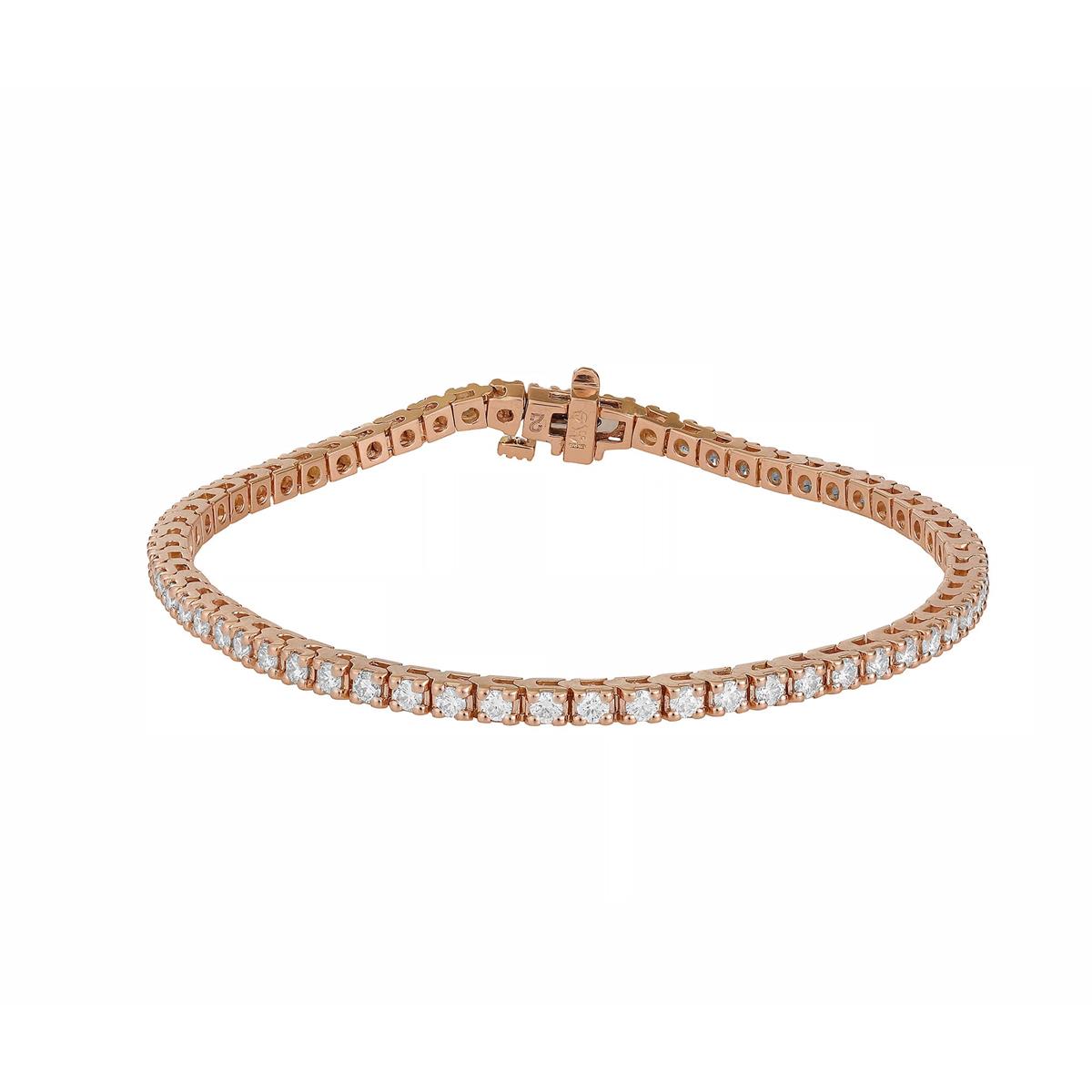 London Collection 14k Rose Gold 4 Prong Diamond Tennis Bracelet