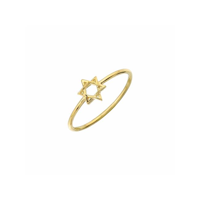 London Collection 14k Yellow Gold Star of David Ring 7mm