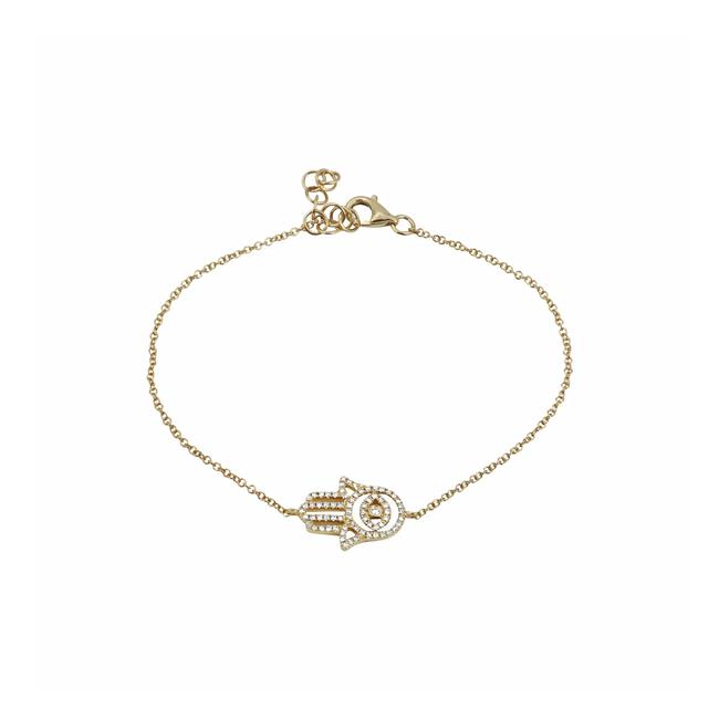 London Collection 14k Yellow Gold Diamond Hamsa Bracelet