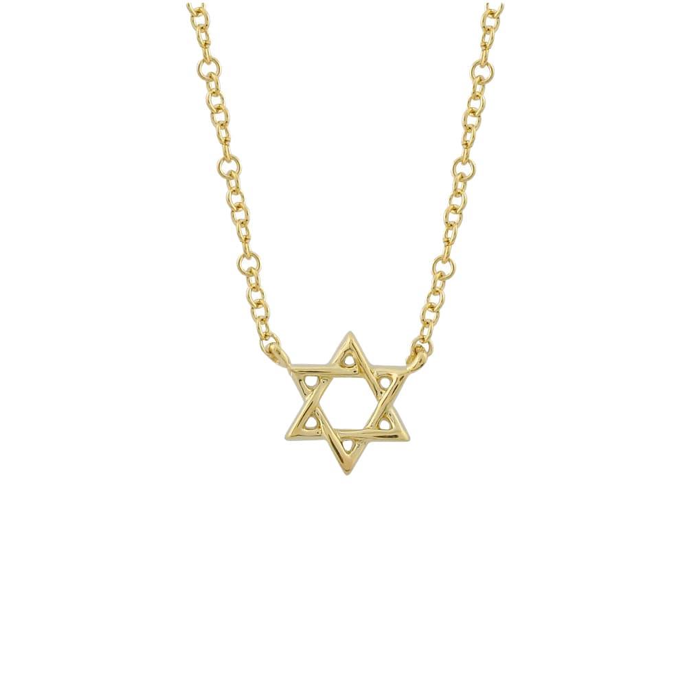  London Collection 14k Gold Star of David Necklace 7mm
