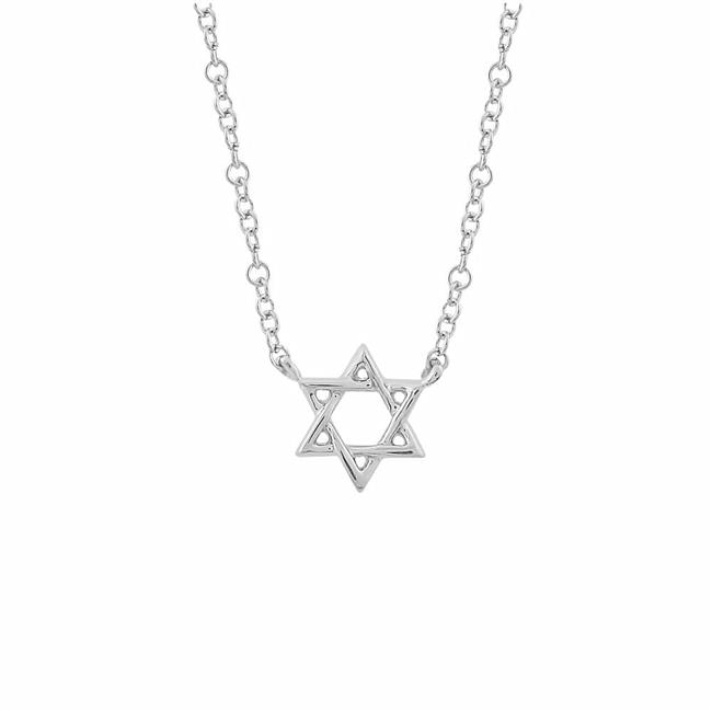 London Collection 14k White Gold Star of David Necklace 7mm
