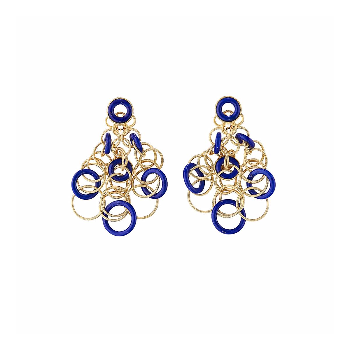 Buccellati Hawaii Color 18k Yellow Gold Lapis Loop Drop Earrings