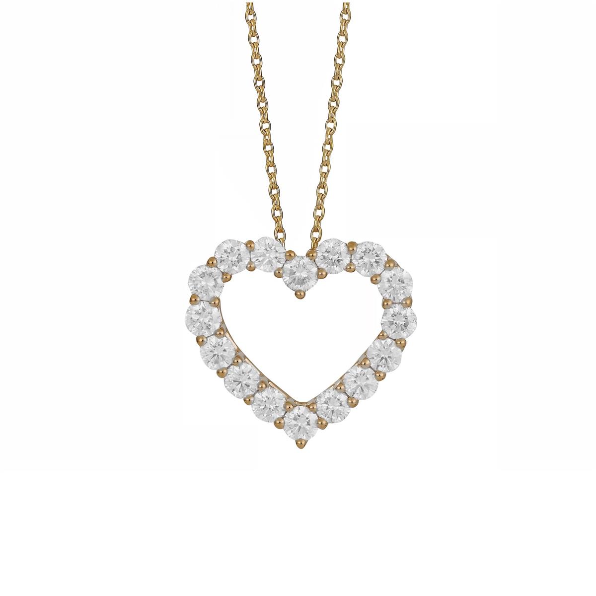 London Collection 14k Yellow Gold Diamond Heart Shaped Pendant Necklace