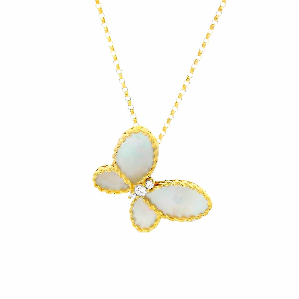 Roberto Coin Jasmine Diamond and Mother of Pearl Butterfly Necklace