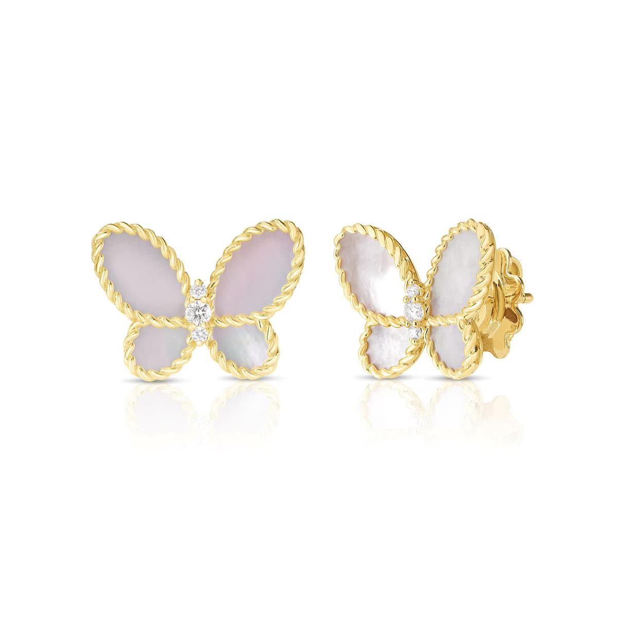 Roberto Coin Jasmine Diamond and Mother of Pearl Butterfly Earrings