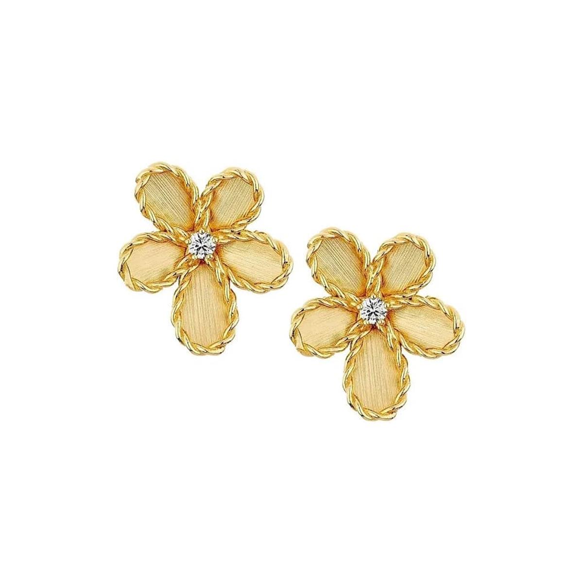 Roberto Coin Jasmine Diamond Small Flower Earrings