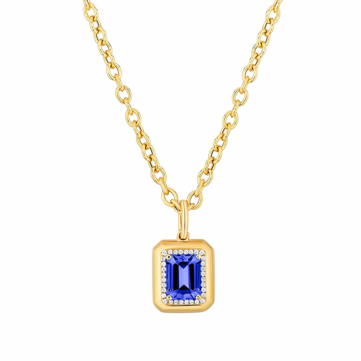 Goshwara Limited Edition 18k Yellow Gold Tanzanite & Diamond  Pendant Necklace