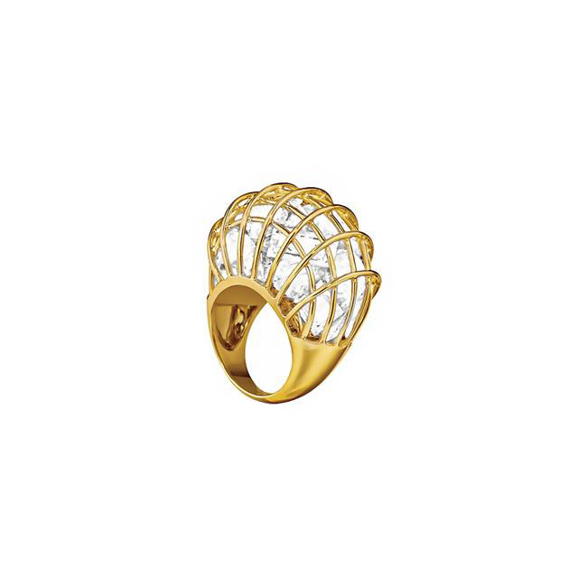 Verudra 18k Yellow Gold Rock Crystal Cage Ring