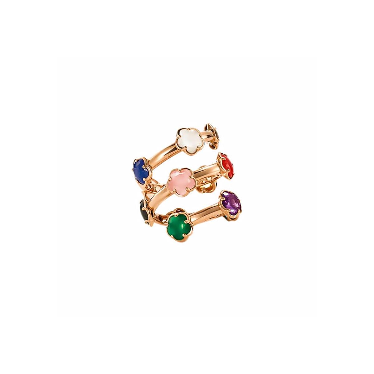 Pasquale Bruni Figlia Dei Fiori 18k Rose Gold Mixed Gemstone Flower Wrap Ring 