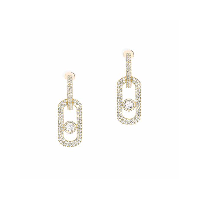 Messika So Move XL 18k Yellow Gold Diamond Pendant Earrings
