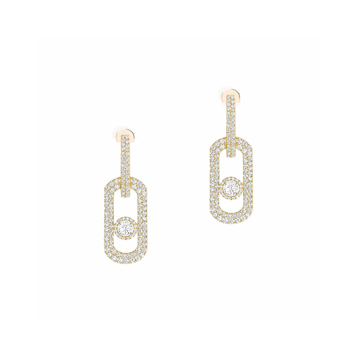 Messika So Move XL 18k Yellow Gold Diamond Pendant Earrings