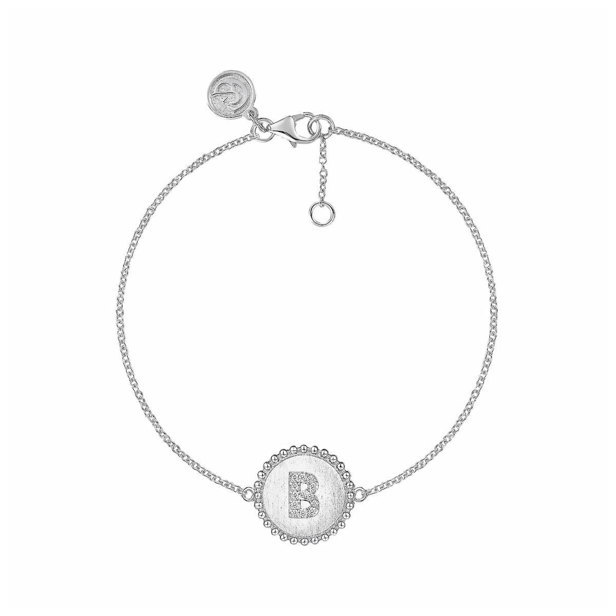 Gabriel & Co Bujukan Sterling Silver Diamond Initial "B" Pendant Bracelet